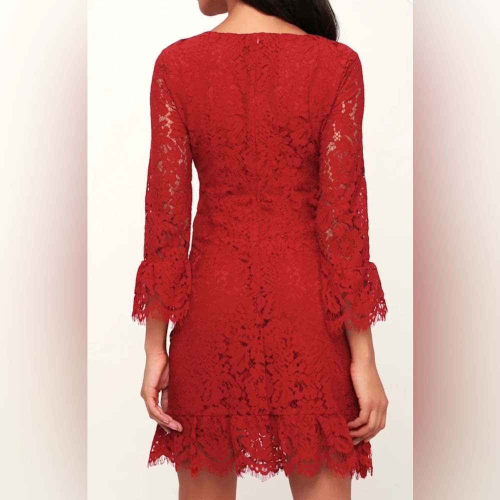 Lulus NWT Flair-est Of Them All red lace dress, medium - Picture 2 of 9